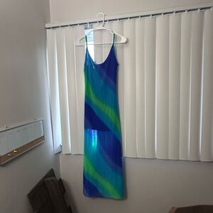 Tadashi Shoji Vibrant Blue and Green Maxi Dress Vintage